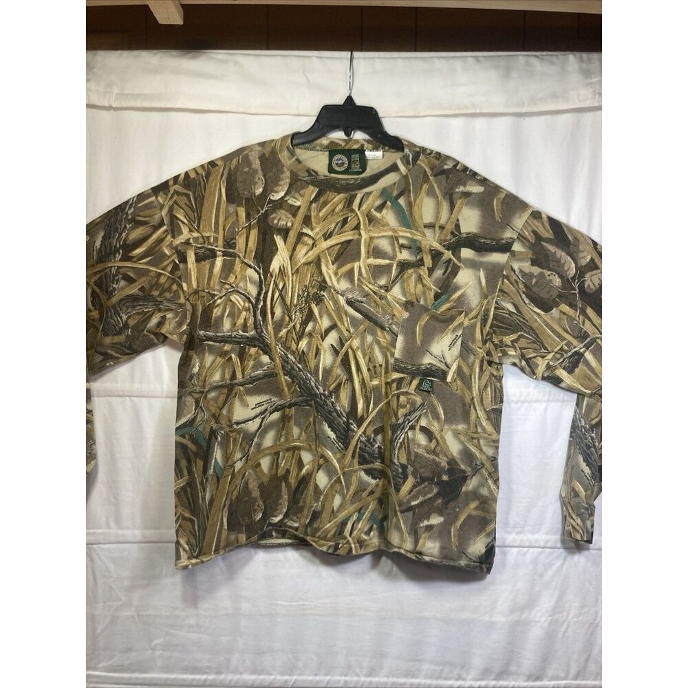 VTG Whitewater Camouflage Ducks Unlimited Wetlands Camo Shirt Long Sleeve XXL
